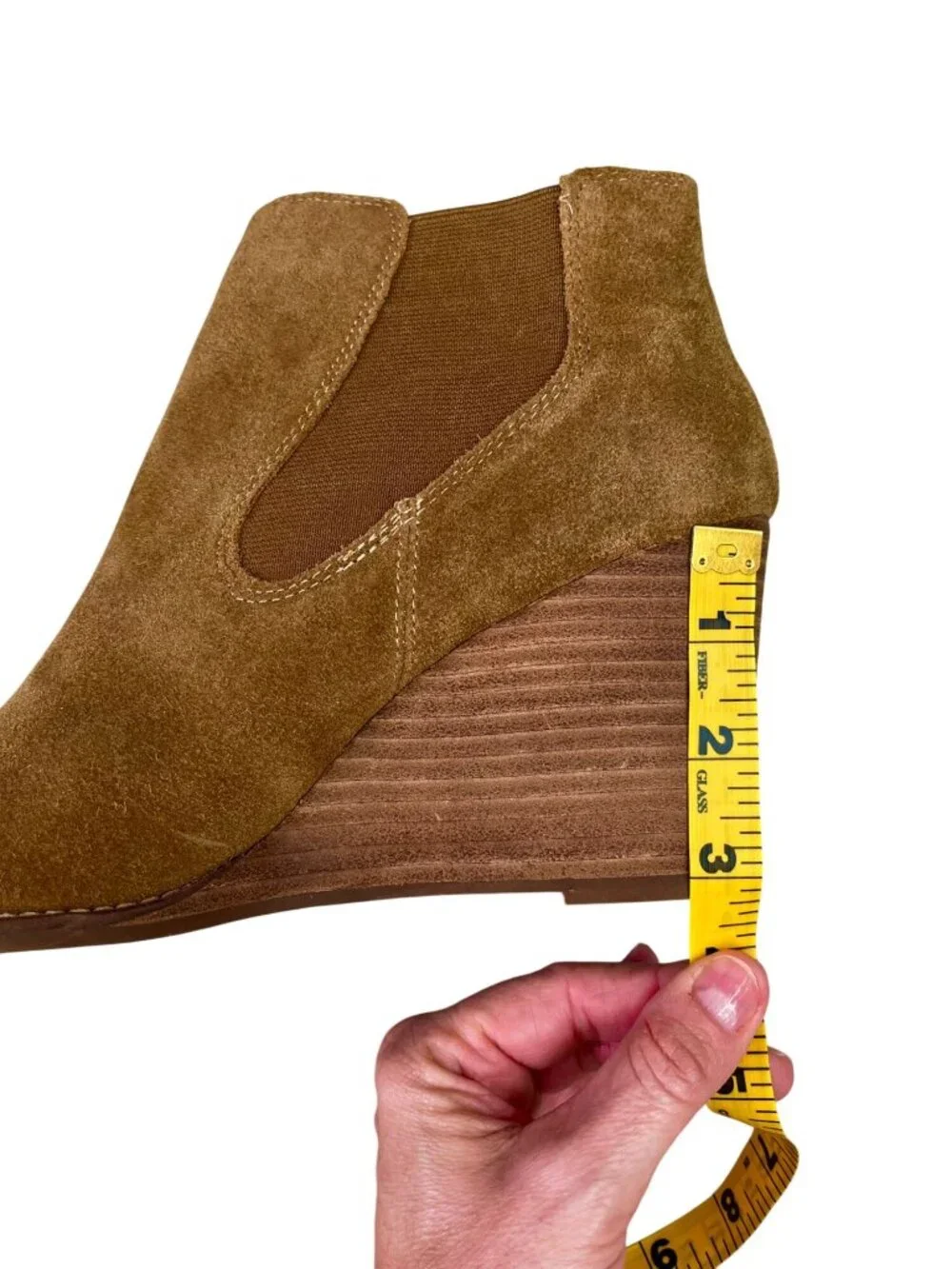 Lucky Brand Yamka Suede Chelsea Wedge Ankle Boots Tan Brown Size 9 NWOB